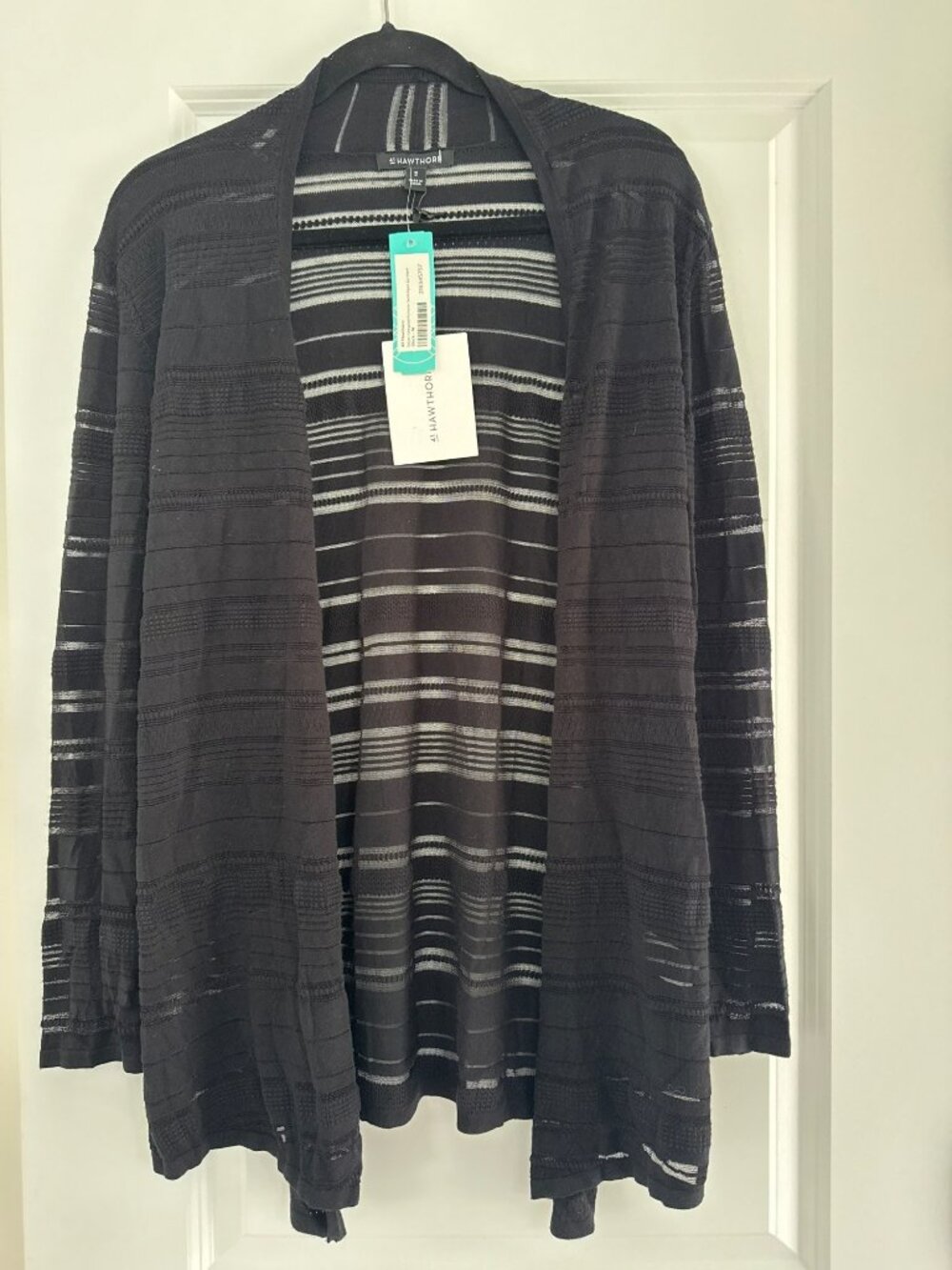 41Hawthorn Black Cardigan Size Medium Etelan Pointelle Stitch Fix Open NWT